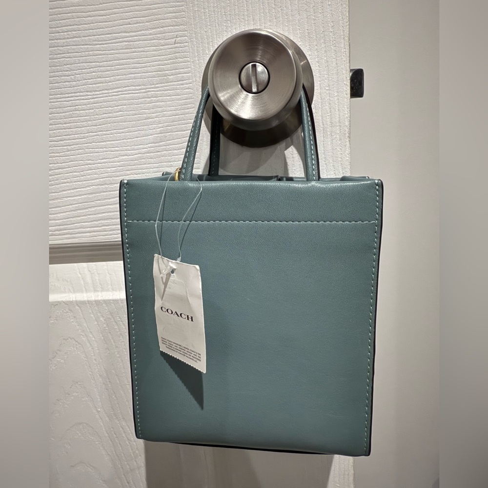 NWT Authentic COACH Mini Cashin Tote glove tanned leather Sage Green